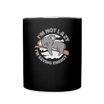 Not Lazy Saving Energy Koalabear Eucalyptus Koala - Full Colour Mug - black - Front