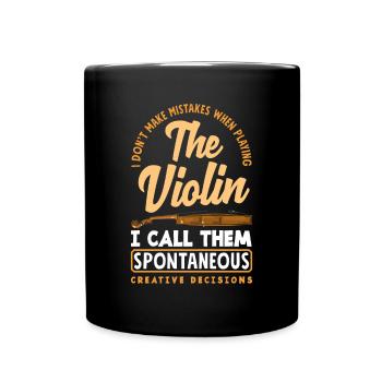 Geige Violine Geigenspieler Violinenspieler - Tasse einfarbig - Schwarz - Vorne