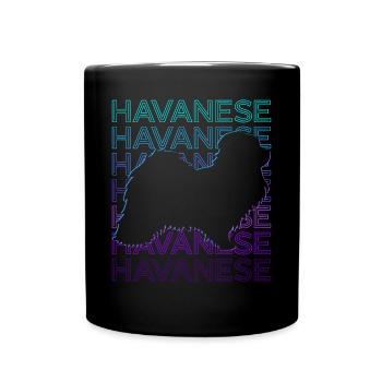 Chien bichon havanais rétro - Mug uni - noir - Devant