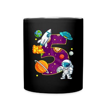 5 Birthday Space Space Astronaut 5 Years - Full Colour Mug - black - Front