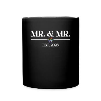 Mr. & Mr. Est. 2025 Gay Pride Hochzeit Homo-Ehe - Tasse einfarbig - Schwarz - Vorne