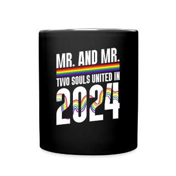 Mr. und Mr. 2024 Gay Pride Hochzeit Homo-Ehe - Tasse einfarbig - Schwarz - Vorne