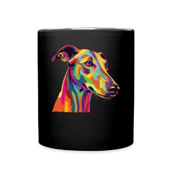 Aquarelle lévrier coloré - Mug uni - noir - Devant