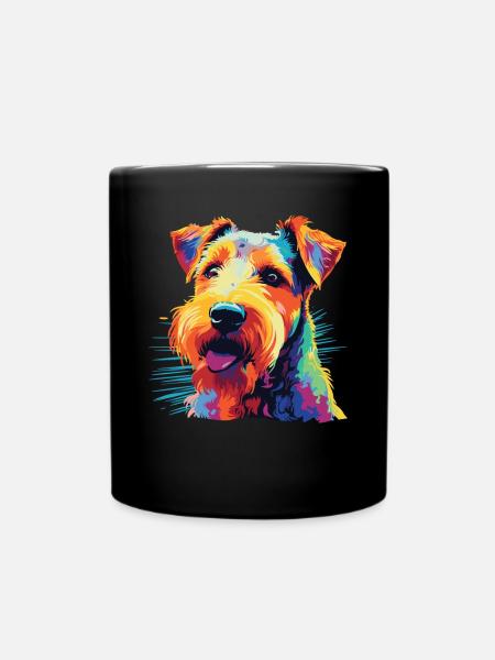 Watercolor Colorful Welsh Terrier - Full Colour Mug - black
