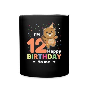 Beaver for 12th birthday for children twelve years - Full Colour Mug - black - Front