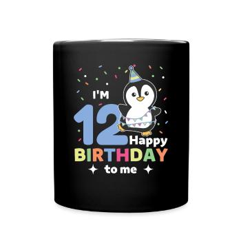 Penguin for 12th birthday for children twelve years - Full Colour Mug - black - Front