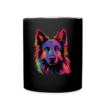 Watercolors Colorful Belgian Tervuren - Full Colour Mug - black - Front