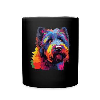 Watercolors Colorful Bouvier des Flandres - Full Colour Mug - black - Front