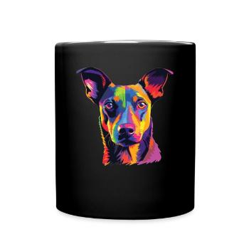 Watercolor Colorful German Pinscher - Full Colour Mug - black - Front