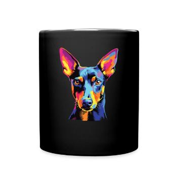 Watercolor Colorful Manchester Terrier - Full Colour Mug - black - Front