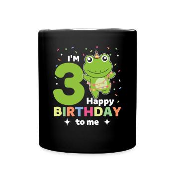 Frog for 3rd birthday children three years old - Full Colour Mug - black - Front