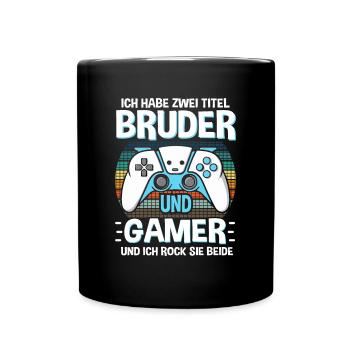 Bruder und Gamer Gaming Bruder - Tasse einfarbig - Schwarz - Vorne