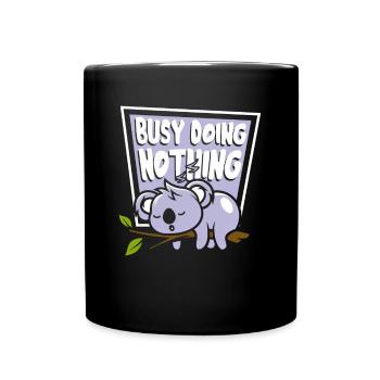 Busy Doing Nothing Koalabear Eucalyptus Lover - Full Colour Mug - black - Front
