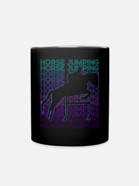 Pferdespringen Reitturnier Reitsport Retro - Tasse einfarbig - Schwarz