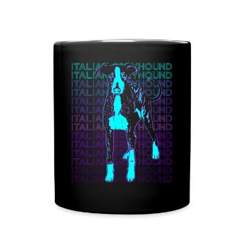Italienischer Windhund Hund Retro - Tasse einfarbig - Schwarz - Vorne