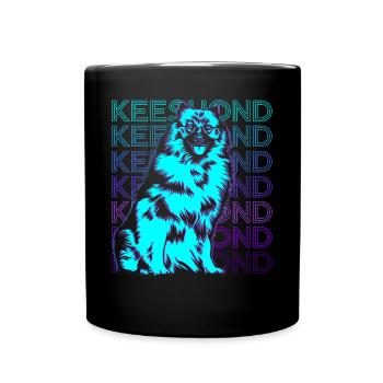 Keeshond Dog Retro - Full Colour Mug - black - Front