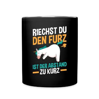 Riechst Du Den Furz Ist Der Abstand Zu Kurz - Tasse einfarbig - Schwarz - Vorne