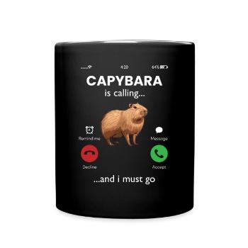 Capybara appelle - Mug uni - noir - Devant