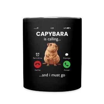 Capybara appelle - Mug uni - noir - Devant