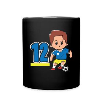 12th Birthday 12 Years Soccer Soccer Player - Full Colour Mug - black - Front