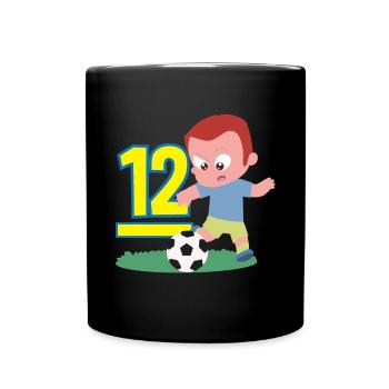 12th Birthday 12 Years Soccer Soccer Player - Full Colour Mug - black - Front
