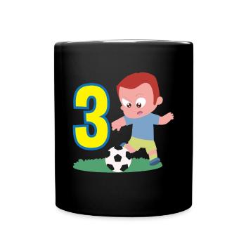 3rd Birthday 3 Years Soccer Soccer Player - Full Colour Mug - black - Front