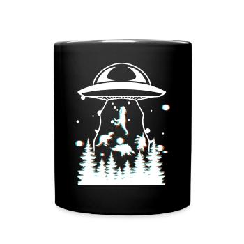 Außerirdischer Dinosaurier UFO Entführung - Tasse einfarbig - Schwarz - Vorne