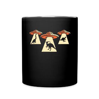 Alien Dinosaur UFO Abduction - Full Colour Mug - black - Front