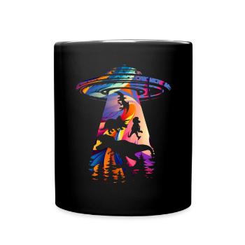 Enlèvement d’OVNI par un dinosaure extraterrestre - Mug uni - noir - Devant