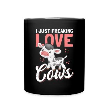 Kuh Kuhliebhaber lustige Kühe Geschenk - Tasse einfarbig - Schwarz - Vorne