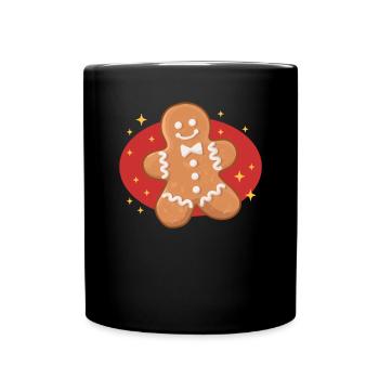 Lebkuchenmann Lebkuchen Lebkuchenmänner Geschenk - Tasse einfarbig - Schwarz - Vorne