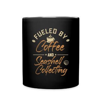 Fueled by Coffee and Seashell Collecting Seashell - Full Colour Mug - black - Front