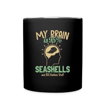 My Brain is 95% Seashells Bivalvia Shell Seashell - Full Colour Mug - black - Front