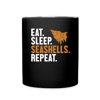Eat Sleep Seashells Repeat Shell Hunter Seashell - Full Colour Mug - black - Front
