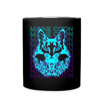 Maine Coon Chat Rétro - Mug uni - noir - Devant