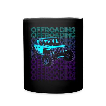 Offroading Off Road Dirt Race ATV Quad Retro - Full Colour Mug - black - Front