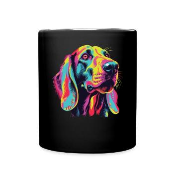 Wasserfarben Farbenfroher Finnischer Laufhund - Tasse einfarbig - Schwarz - Vorne