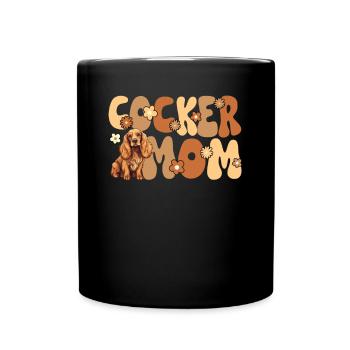 Cocker Spaniel Groovy Cocker Mom - Full Colour Mug - black - Front