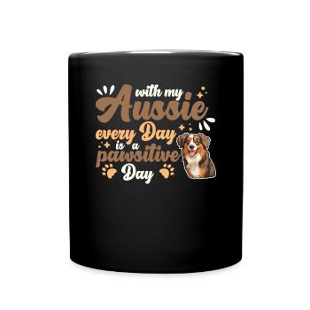 Berger Australien Pawsitive Jour Chiens Jeu De Mots - Mug uni - noir - Devant