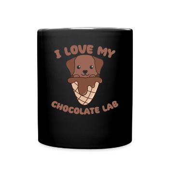 I Love My Chocolate Lab Tier In Eiswaffel Labrador - Tasse einfarbig - Schwarz - Vorne