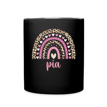 Pia Regenbogen Name Geburtstag Pia - Tasse einfarbig - Schwarz - Vorne