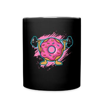 Donut PowerLifting Workout -Weightlifter - Full Colour Mug - black - Front