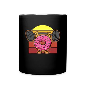 Donut PowerLifting Workout -Weightlifter - Full Colour Mug - black - Front
