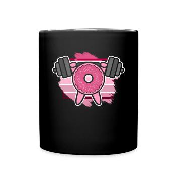 Donut PowerLifting Workout -Weightlifter - Full Colour Mug - black - Front