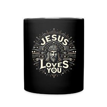 Jesus Loves You - Ray Design - Full Colour Mug - black - Front