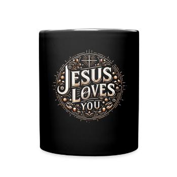 Jesus Loves You Circle - Full Colour Mug - black - Front