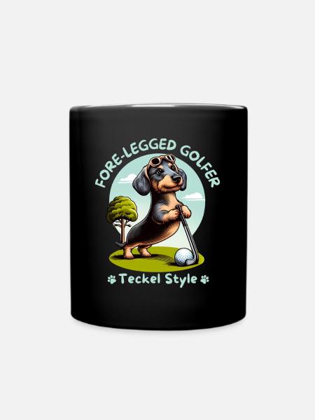 Dackelliebhaber Geschenkidee. Dackel Golfer - Tasse einfarbig - Schwarz