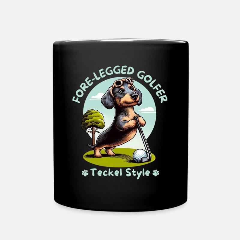 Dackelliebhaber Geschenkidee. Dackel Golfer - Tasse einfarbig - Schwarz