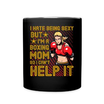 Boxing Mom Lustiges Zitat - Tasse einfarbig - Schwarz - Vorne