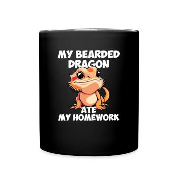 bearded dragon ate my homework, reptile bearded - Full Colour Mug - black - Front